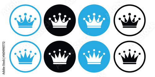 crown icon set vector on white background.