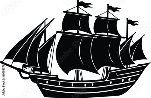 Silhouette of a classic sailing ship with billowing sails a maritime vessel of exploration and adventure a historical symbol