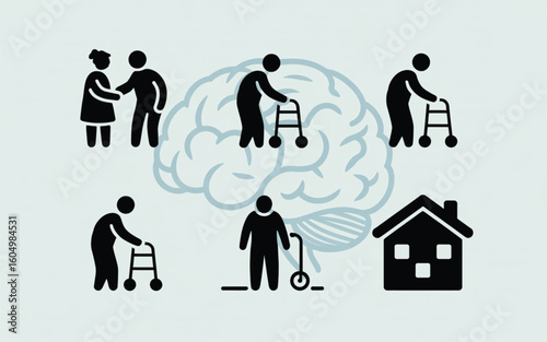 Elderly people with assistive devices and home walker