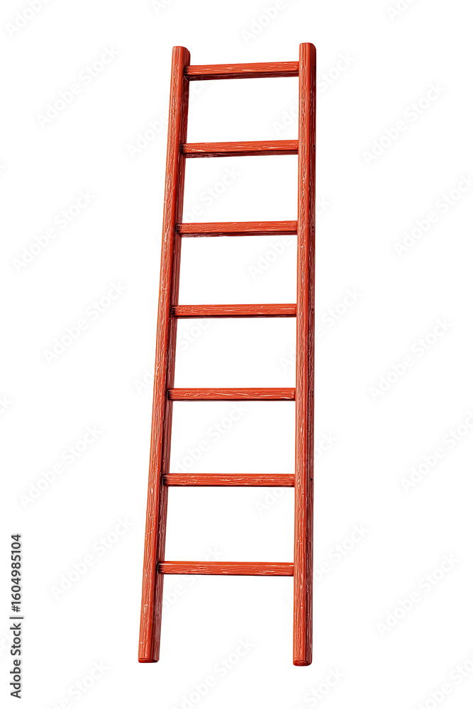 Red wooden ladder, eight steps Red wooden ladder, eight steps