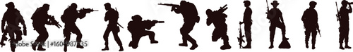 silhouette of military man set 