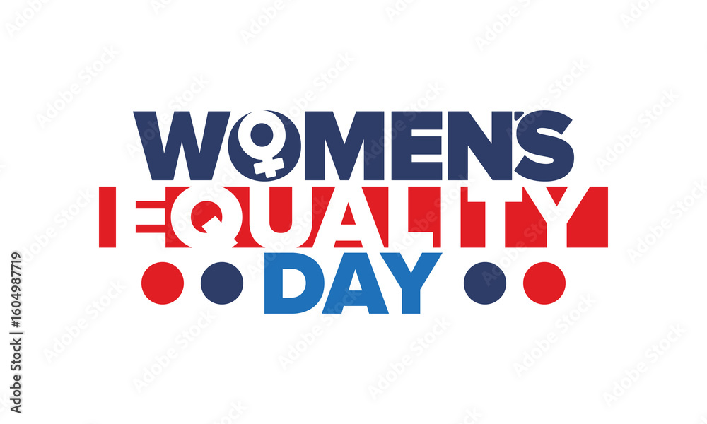 Fototapeta premium Women's Equality Day in United States. Female holiday, celebrated annually in August 26. Women right history month. Feminism concept. Poster, greeting card, banner and background. Vector illustration