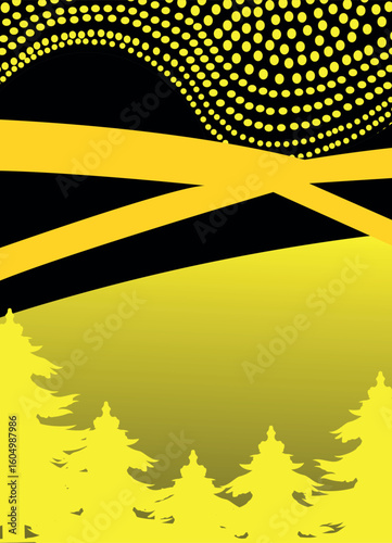 yellow texture trees and circles