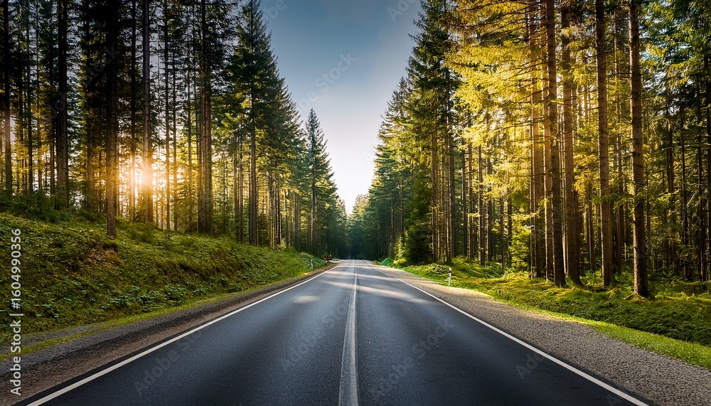 Fototapeta premium road in north forest