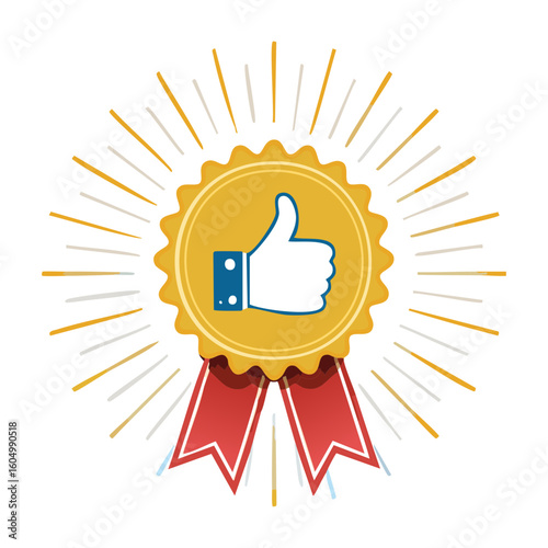 Thumbs Up Approved Badge Sunburst Illustration