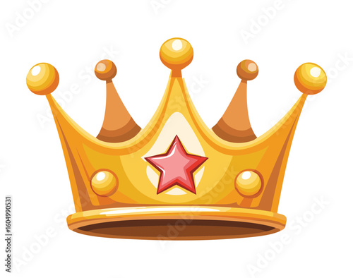 Shiny Gold Crown Red Star Illustration