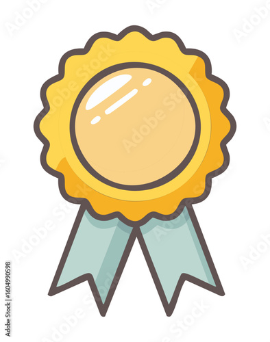 Gold Award Badge Green Blue Ribbons