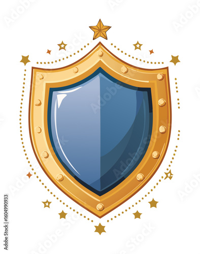Golden Shield Award With Sparkle Stars