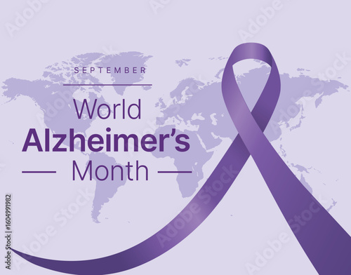 World alzheimers month, mental health design ribbon. Mental freedom concept design for banner, poster, flat design