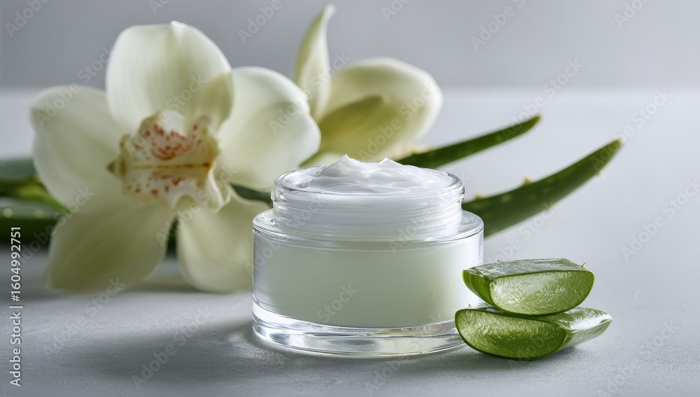 Cream jar, aloe, orchids, skincare (1) Cream jar, aloe, orchids, skincare (1)