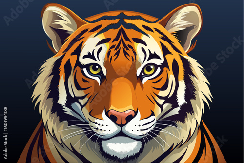 A striking striped tiger head vector illustration captures the essence of this dangerous big cat predator