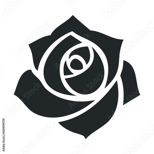 Minimalist black and white rose illustration with bold lines