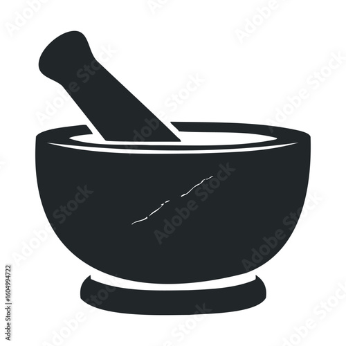 Silhouette of a mortar and pestle for cooking and apothecary use