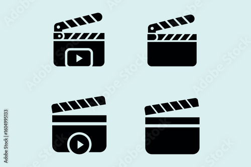 Movie camera and Clapperboard icons.Vector illustration.