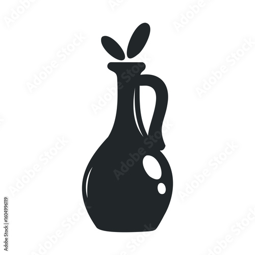 Silhouette of olive oil jug with leaves design on handle