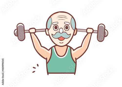 Senior man lifting barbell
