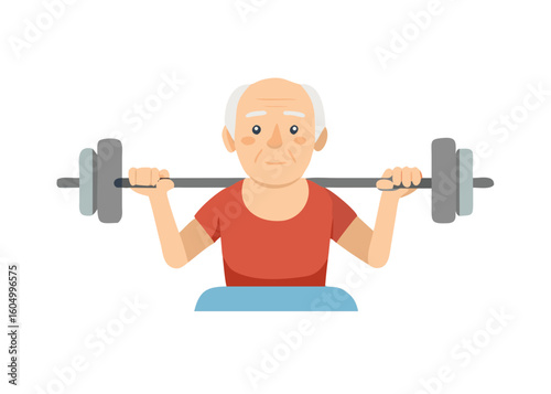 Senior man lifting barbell
