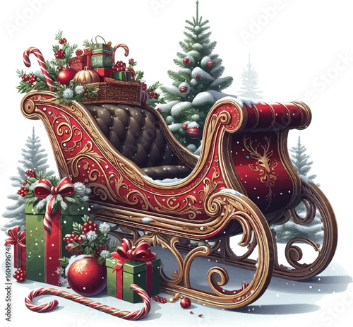 A vector illustration  Christmas sleigh