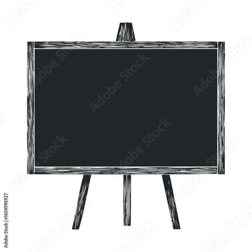 Blank chalkboard easel drawing board with wooden frame and black surface