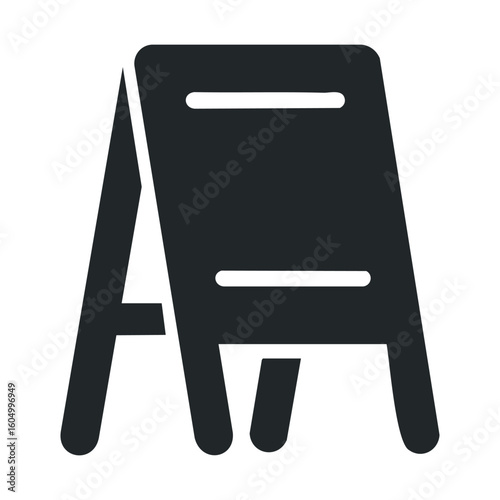 Minimalist black a-frame easel icon in solid design