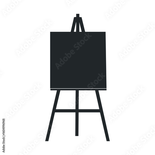 Blank black canvas on easel for artistic projects and creative displays