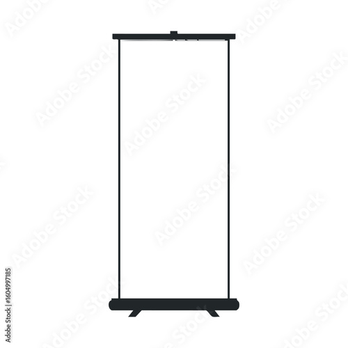 Blank roll-up banner display stand isolated on white background