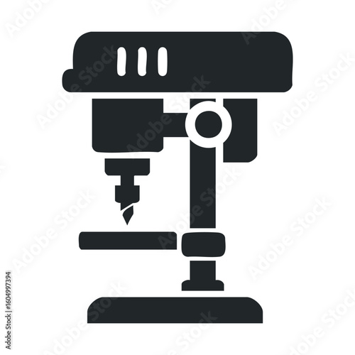 Silhouette of a drill press machine icon for workshop and engineering