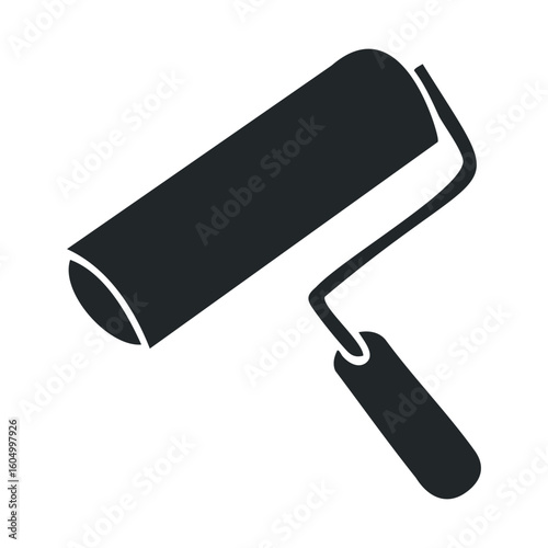 Black paint roller icon symbolizing home renovation and interior design