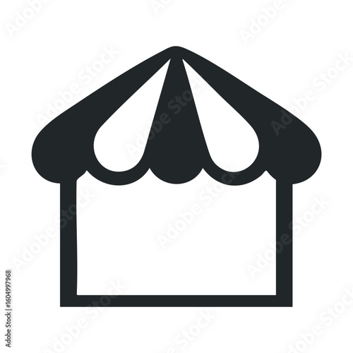 Simple black and white market stall icon design