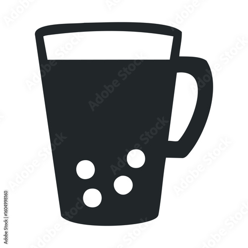 Solid black bubble tea icon in minimalist design