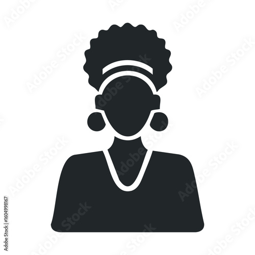 Silhouette of female with afro hairstyle: profile icon design