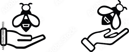 Art & IllustBee icon set.Honey bee icon vector silhouette illustration isolated on white background.Whimsical bee icons set.Set of cute bee illustration designs.set of party.Linear style nature,ration