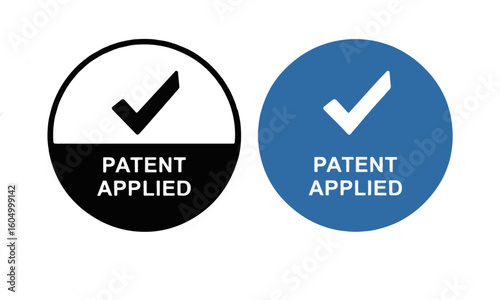 Patent applied check mark icons on white background