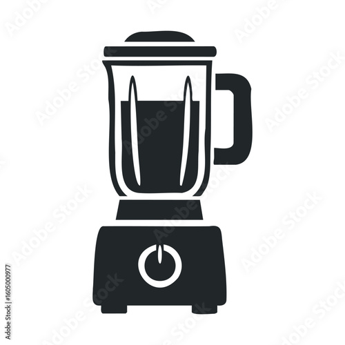 Modern black blender silhouette with simple design and handle