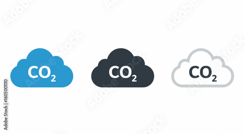 Carbon Dioxide Emissions Cloud Icons