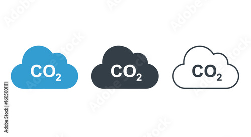 Carbon Dioxide Emissions Cloud Icons