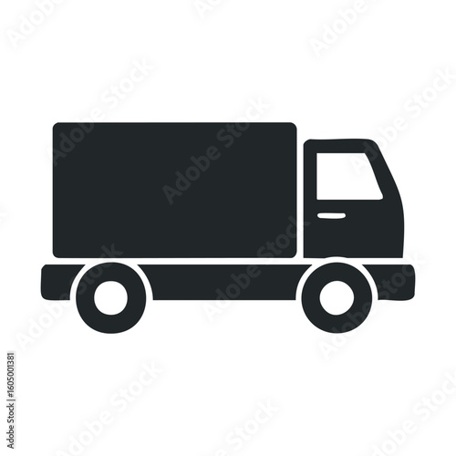 Black silhouette of a cargo truck on white background