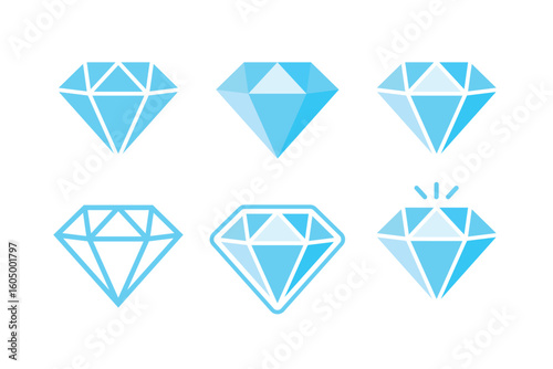 Blue Diamond Icons Set