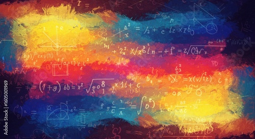 Colorful abstract background with math equations for Back to school  