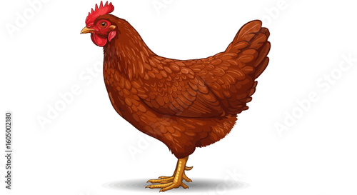 Beautiful brown hen illustration perfect for farm fresh branding or poultry product promotion