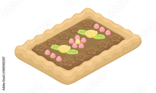 Polish traditional Easter cake - hand drawn isometric vector illustration.