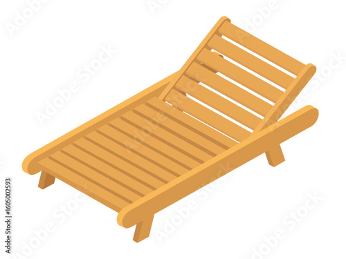 Wooden sunbed - hand drawn isometric vector illustration.