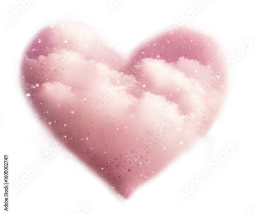 PNG Pink heart cloud shape soft whimsical.