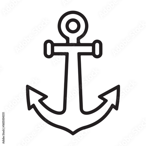 anchor icon outline and line art vector illustration on white background