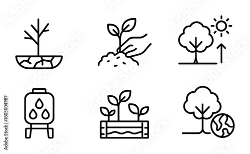 Afforestation Icon Set