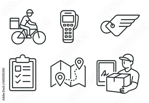 Courier Service Line Icons