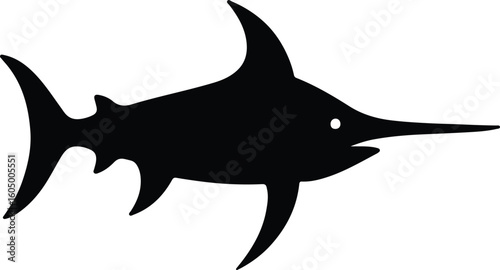 Silhouette marlin fish ocean animal graphic design vector illustration
