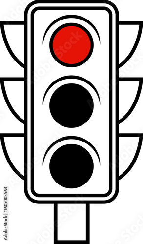 Red light traffic signal icon. Traffic light signal icon isolated on transparent background. Symbol of road traffic or driving rules. Transport or traffic regulation sign. Vector illustration.