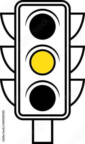 Yellow light traffic signal icon. Traffic light signal icon isolated on transparent background. Symbol of road traffic or driving rules. Transport or traffic regulation sign. Vector illustration.