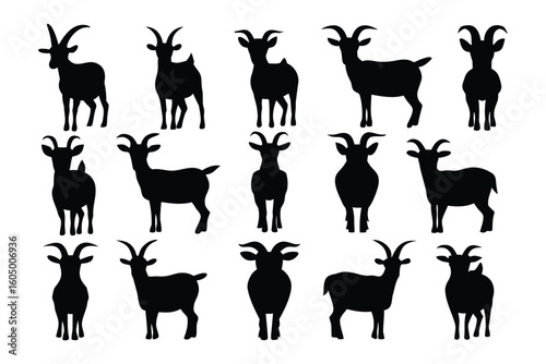 Collection of silhouetted dog breeds showcasing diverse poses and styles of canine companions